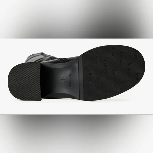 Knee High Boots Women Round Toe Chunky Block Heeled Boots Side Zipper - Picture 4 of 10